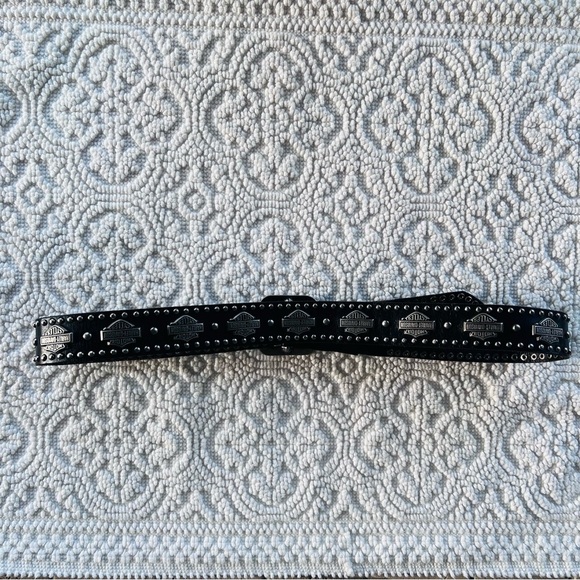 Y2K Harley-Davidson Belt Leather Black Studded Biker main image 4